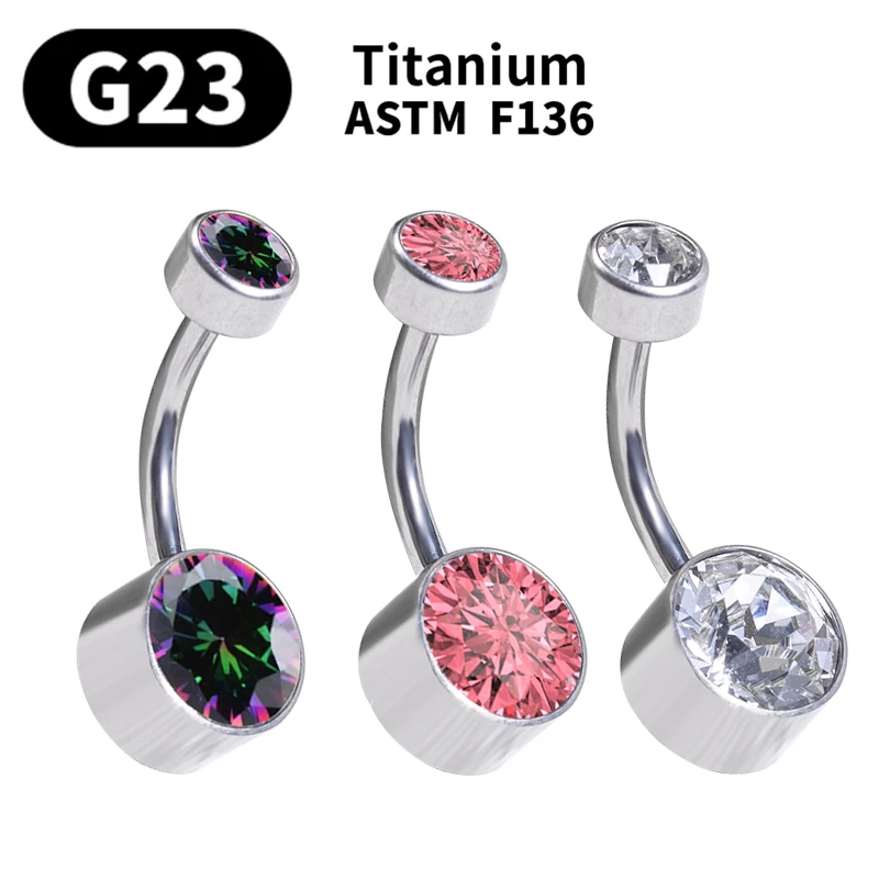 

G23 Titanium Button Rings Body Piercing Jewellery Premium Stone Belly Fashion Navel Piercing Ring Jewelry for Women Wholesal