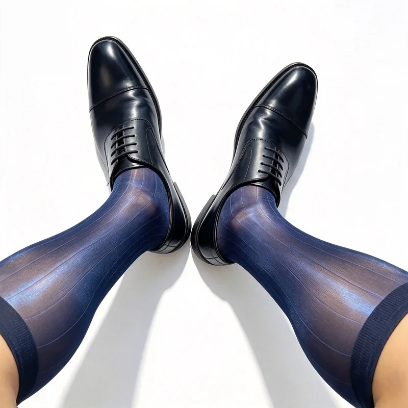 New Style Miosam 0D Man Aurora reflective ultra-thin Transparent Sexy Comfort Gentlemen Dress Socks Anti-Odor Business Socks