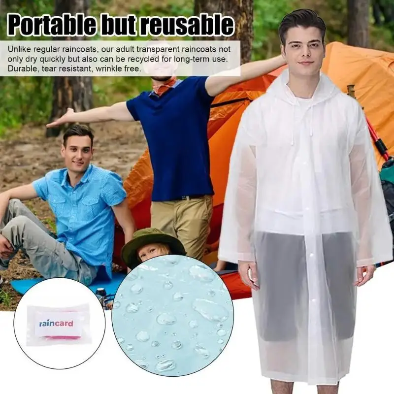 Card Sized Disposable Raincoat 5Pcs Portable Waterproof Rain Jacket Multipurpose For Travel Camping Rafting Outdoor Supplies