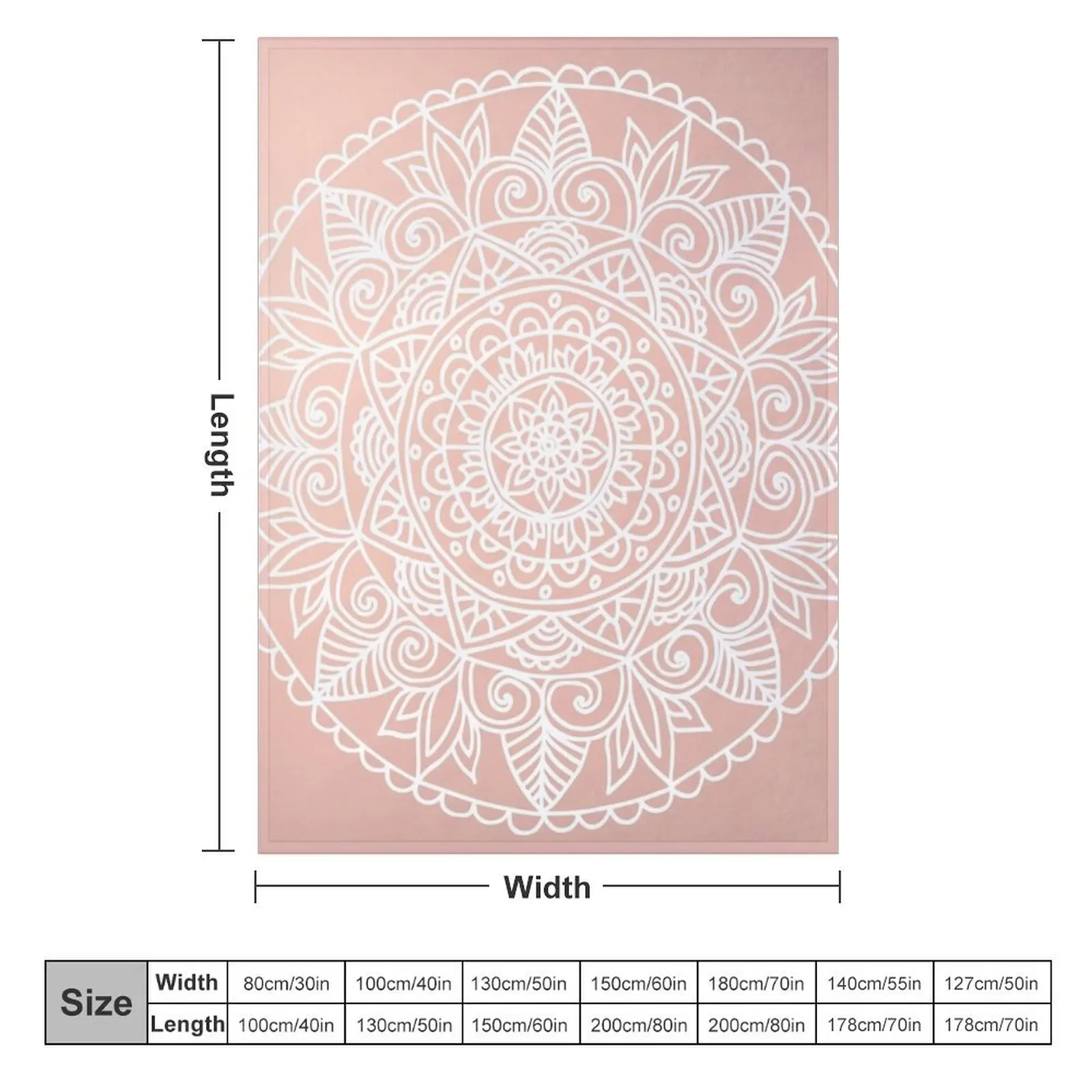 White Mandala on Rose Gold Throw Blanket valentine gift ideas Large Blankets