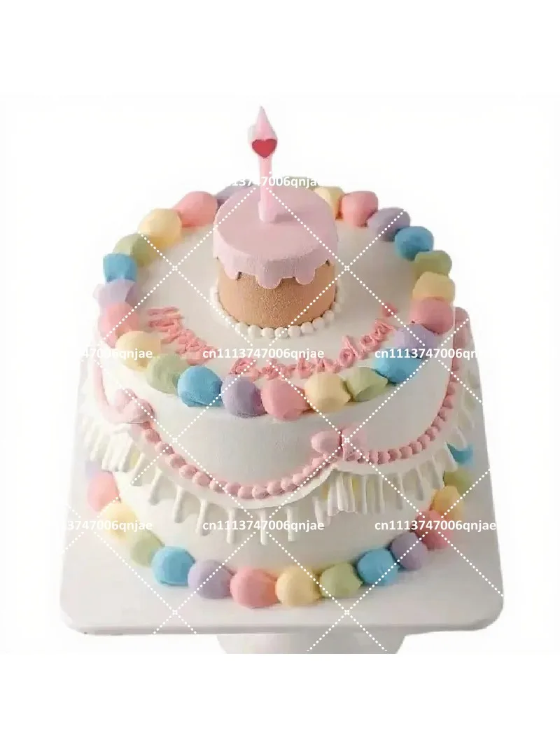 Pink Simulation Cake Mold Birthday Cake Model Display Ornaments Banquet Wedding Photography Props
