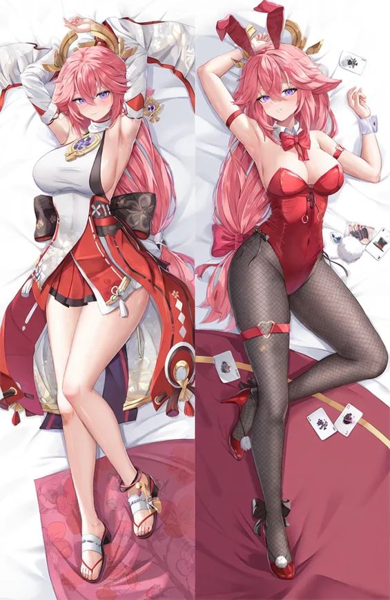 

Genshin аниме Impact Yae Miko сексуальная подушка Dakimakura наволочка