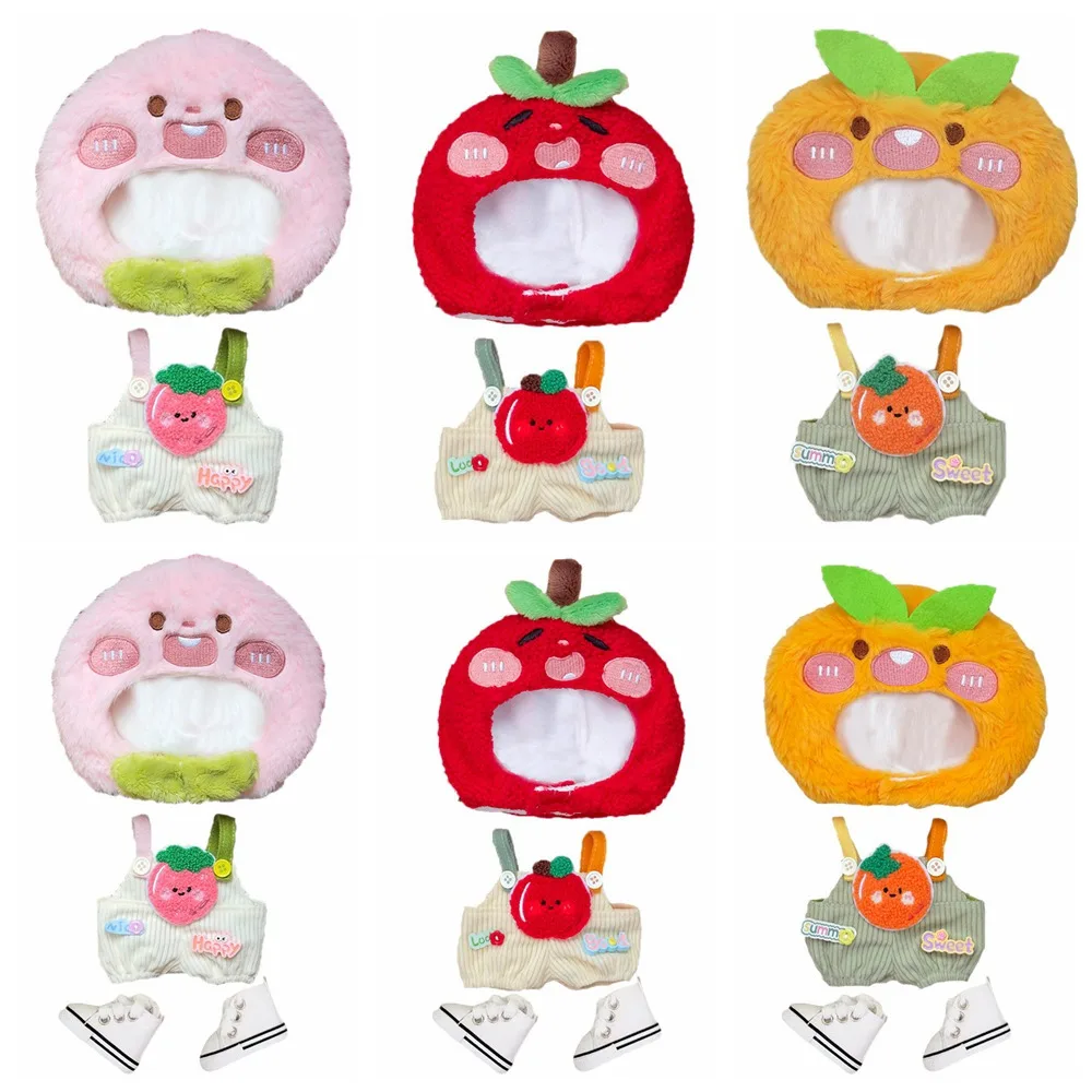 Chapéu de frutas 20cm algodão boneca roupas cinta calças laranja boneca roupas roupa pêssego terno boneca vestir-se conjunto presente das crianças