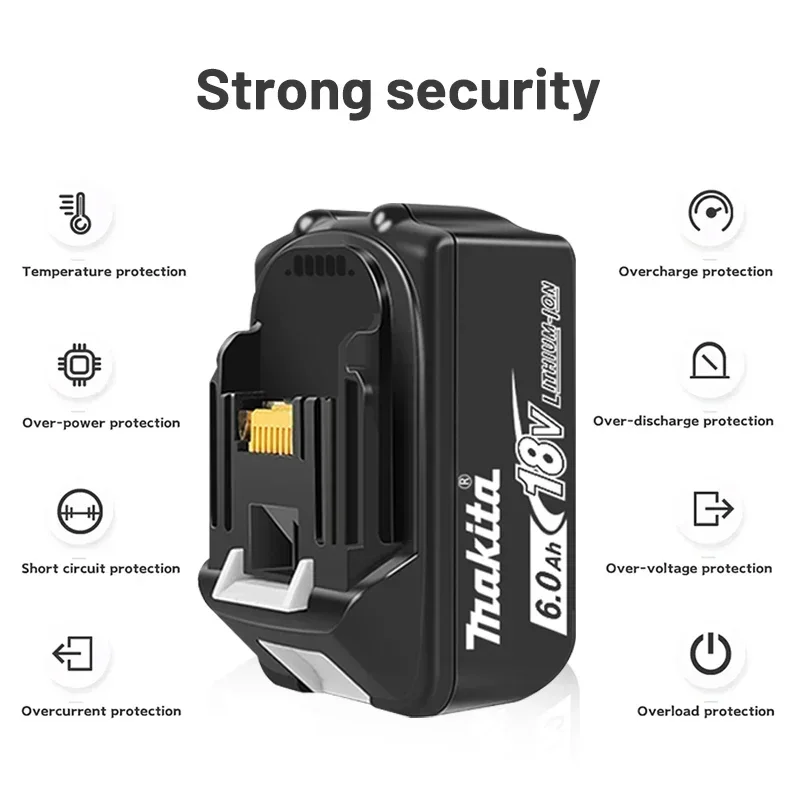 Für Makita 18V Akku Pin Wiederaufladbarer 18V 6,0Ah Lithium-Akku, Makita 18V BL1840, BL1830, BL1850, BL1850B – Detail 4