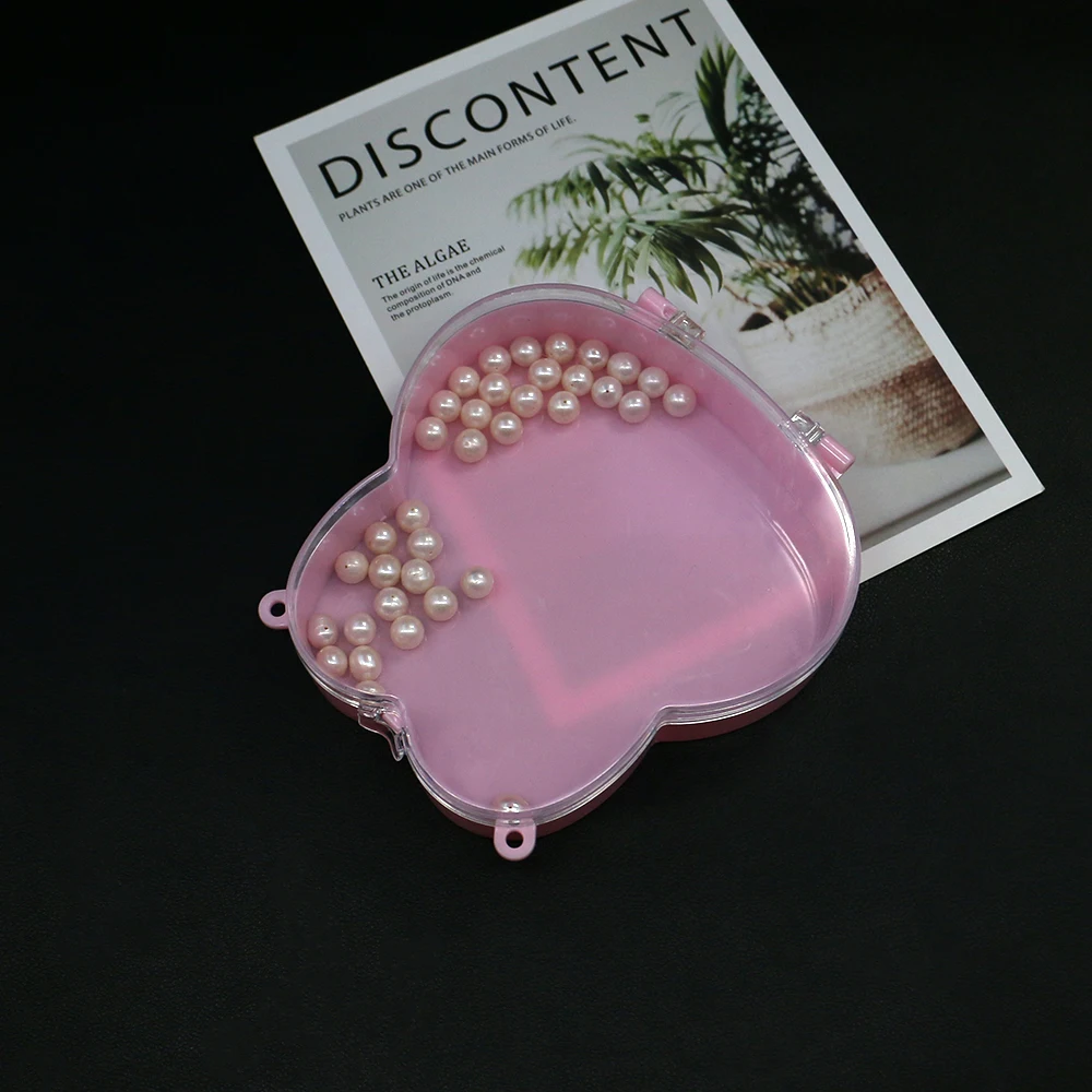 1pc Adorable Animal-Shaped Pink Base Transparent Lid Plastic Jewelry Packaging Box 128x127mm Flip-Top Small Bead Storage Tool