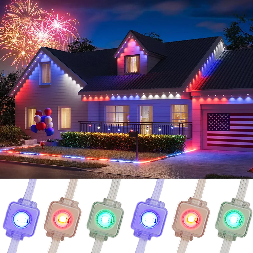 Christmas Lighting IP68 Smart WiFi Controller House Exterior Light Emitting Diode Light Pixel Permanent Outdoor Holiday Light