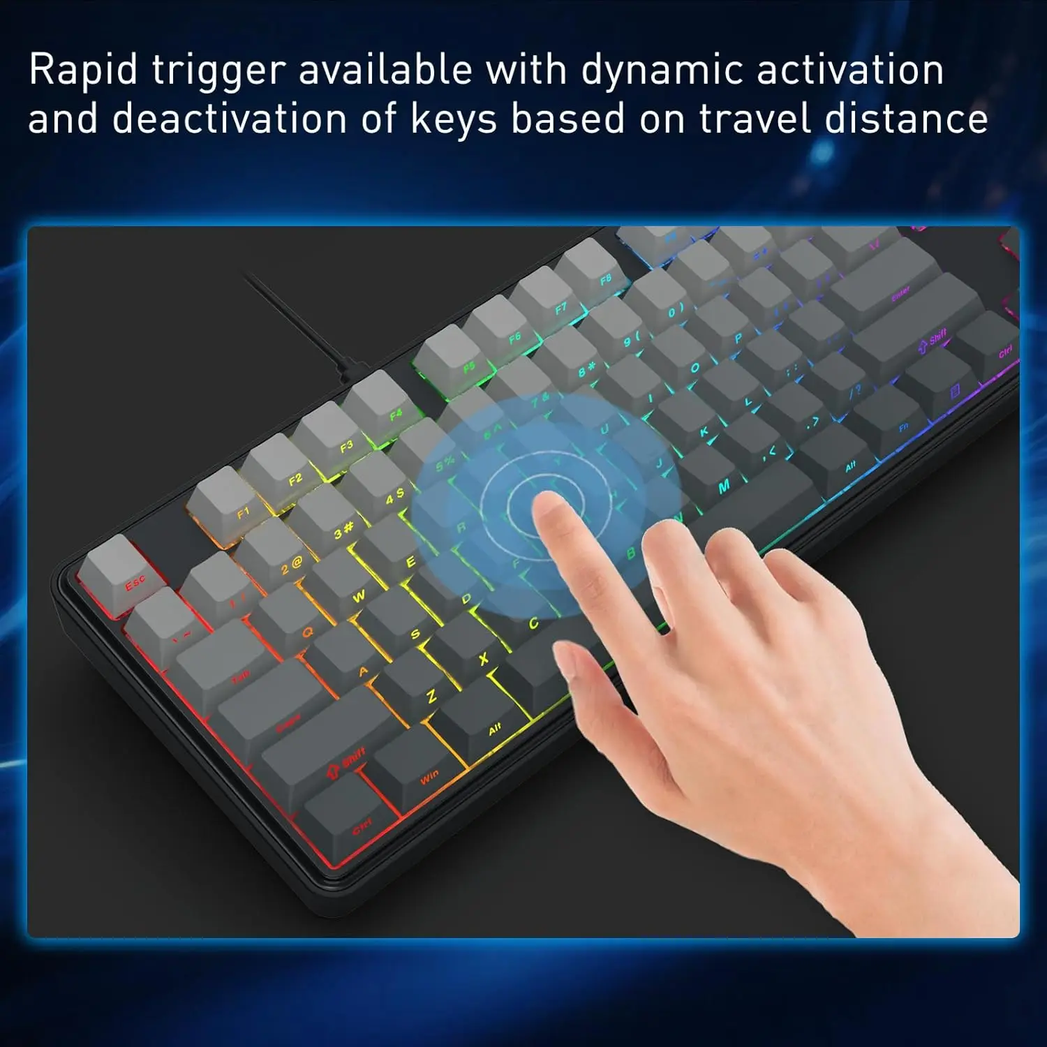 Redragon K707 HE Rapid Trigger Gaming 87 مفتاحًا TKL لوحة مفاتيح ميكانيكية سلكية، مفتاح مغناطيسي لتأثير قاعة التشغيل السريع للغاية