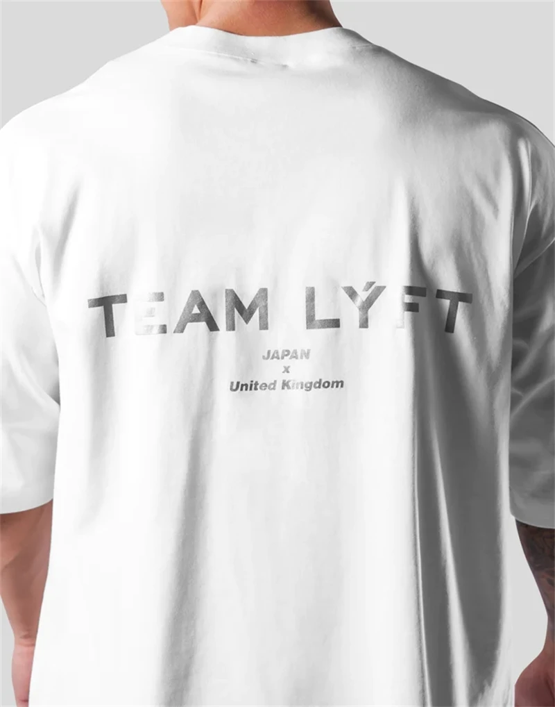 TEAM LYFT Silver Letter Print Brand New 100% Cotton Mens T-Shirt O-Neck Short Sleeve Breathable Soft Graphic T Shirts for Boys