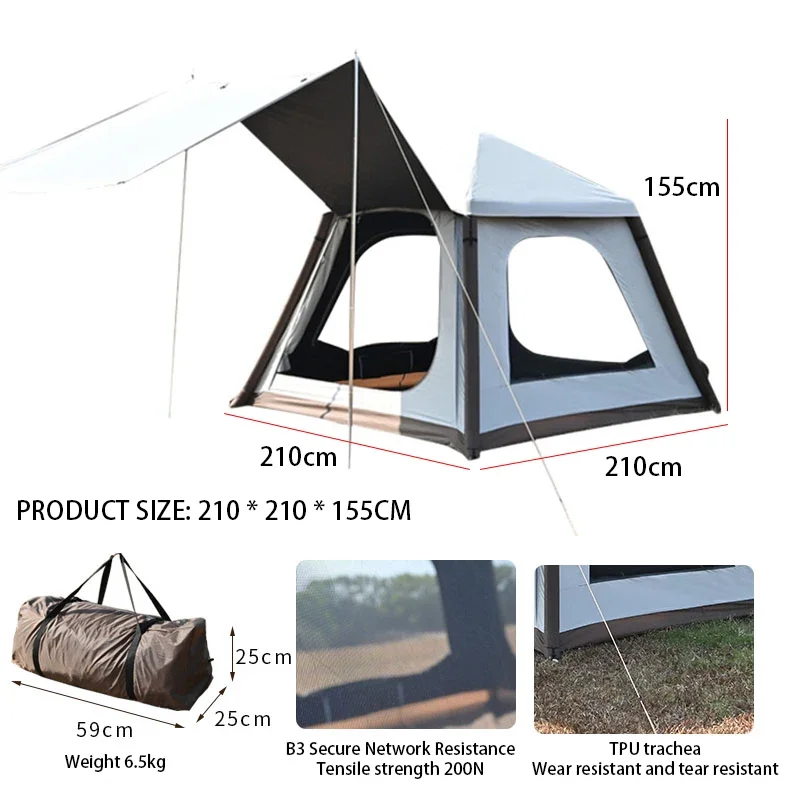 High Standard Fully Automatic Inflatable Camping Tent USB Charge Outdoor Indoor Glamping Tent