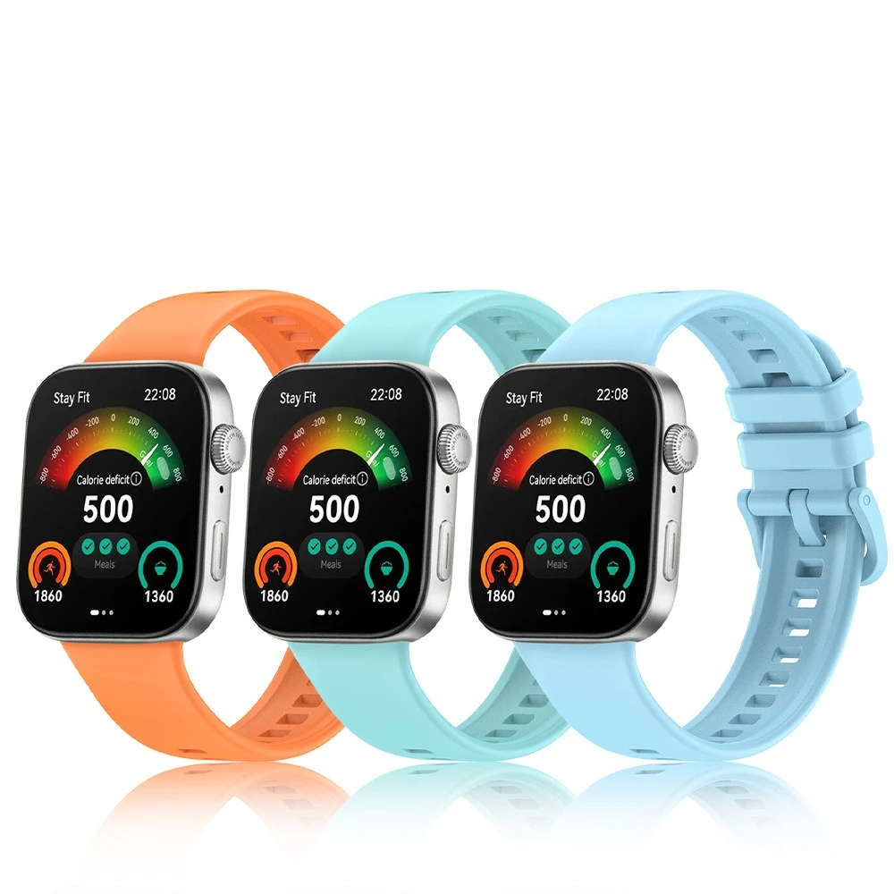 カラフルなバックル付きモノクロシリコンストラップ Huawei Watch Fit3 クラシックシリコン時計ストラップに適合