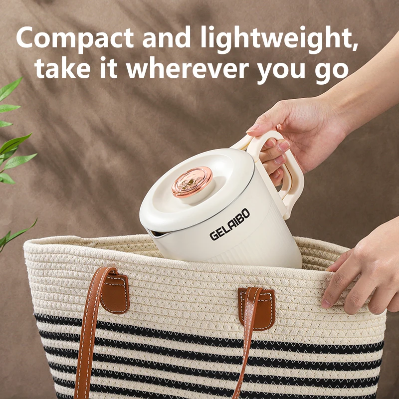 GELAIBO Electric Kettle Folding Kettle Travel Portable Kettle 304 Stainless Steel Electric Kettle Double-Layer Anti-Multifunctio