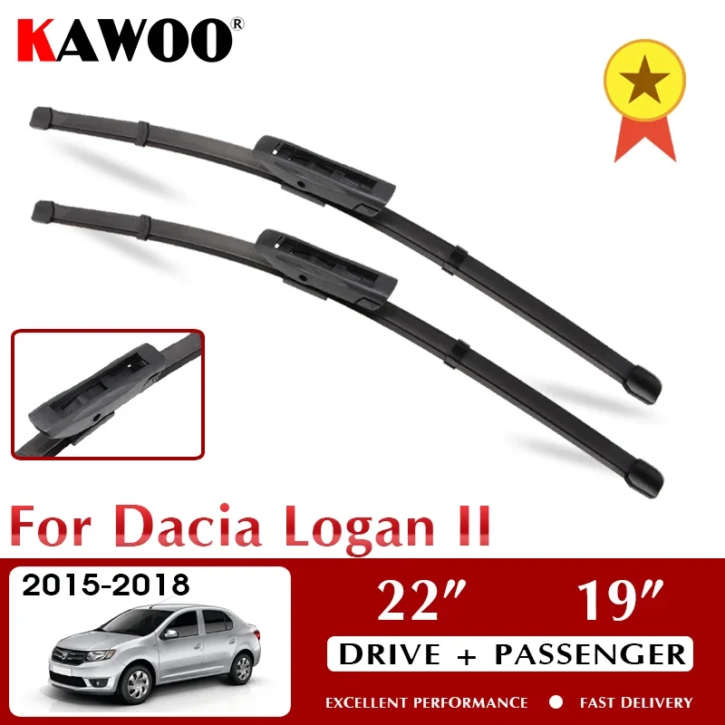 

KAWOO Wiper Car Wiper Blade For Dacia Logan II 2015-2018 Windshield Windscreen Front Window Accessories 22"+19" LHD RHD
