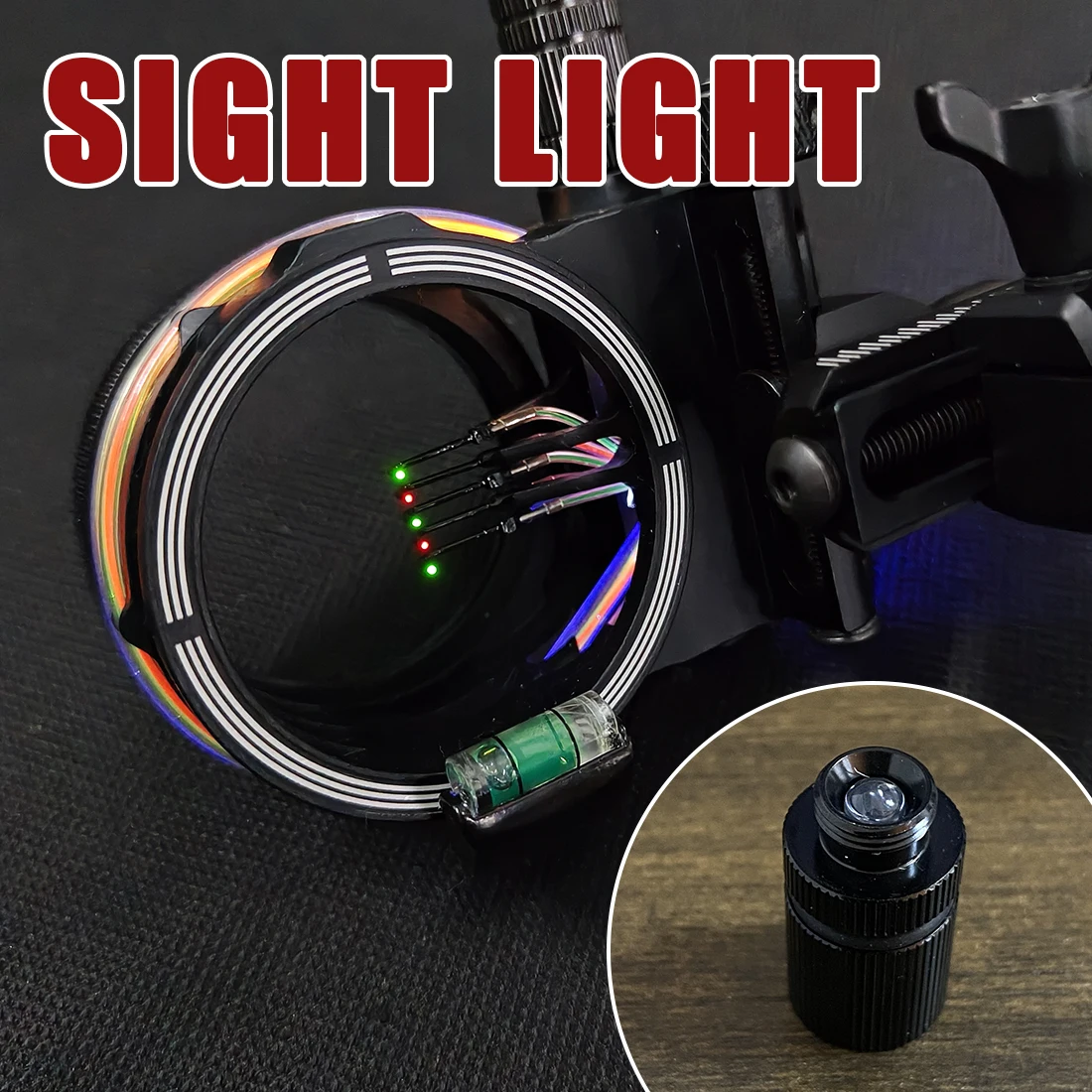 9mm Blue LED Bow Sight Light Built-in Battery Portable Fiber Pin Light Compound Recurve Bow Archery Hunting Accessory