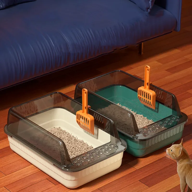 

Plastic Large Capacity Semi-enclosed Cat Toilet Cat Litter Box Splashproof Two-Color Sand Box for Cats Cat Bedpans Pet Supplies