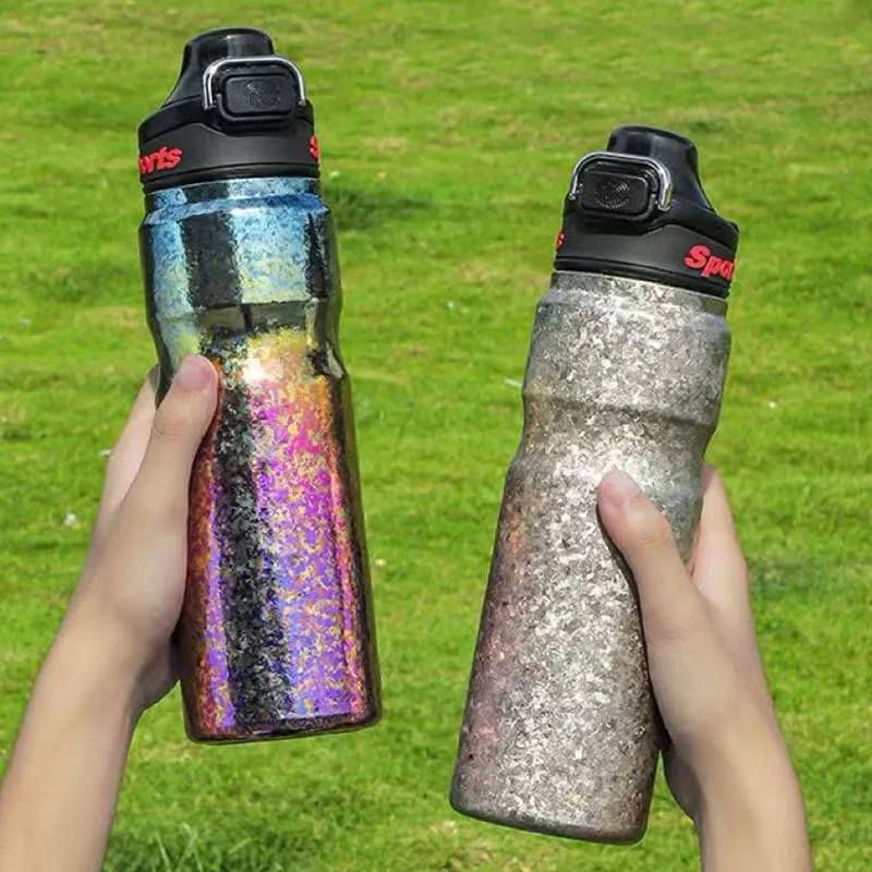 630ml Large Capacity Thermos Cup With Handle For Cycling,Camping, Gym,Double-wall Pure Titanium Drinkware,Thermal Water Bottle