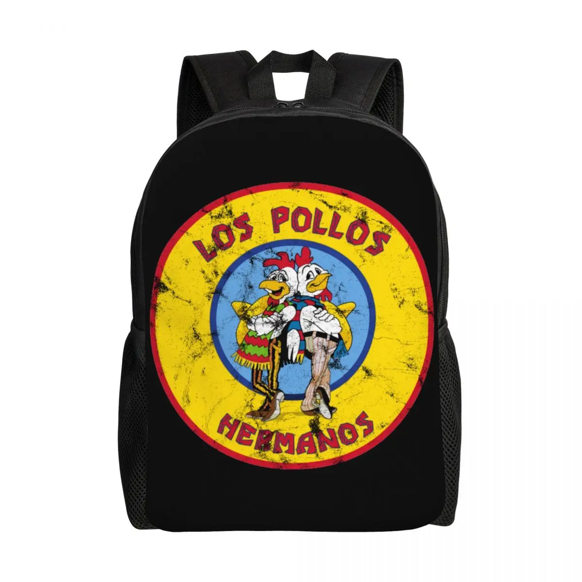 

Distressed Breaking Bad Backpack for Women Men Water Resistant College School Los Pollos Hermanos Bullseye Bag Print Bookbags