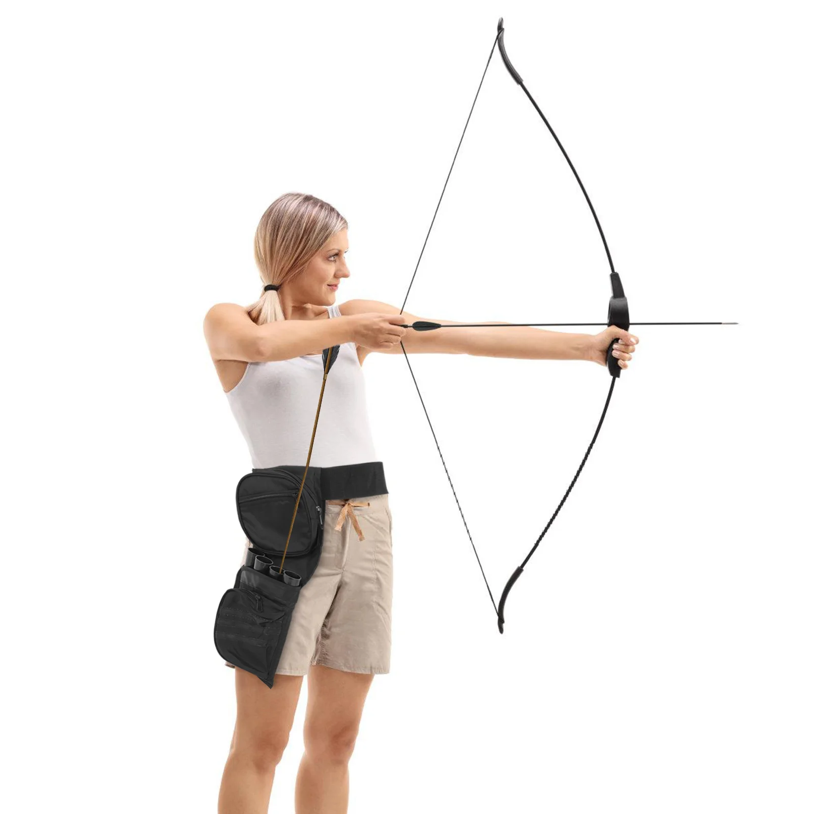 

3 Pipes Large Capacity Arrow Holder Sturdy Oxford Fabric for Outdoor Adventure Archery Training Waist Bag