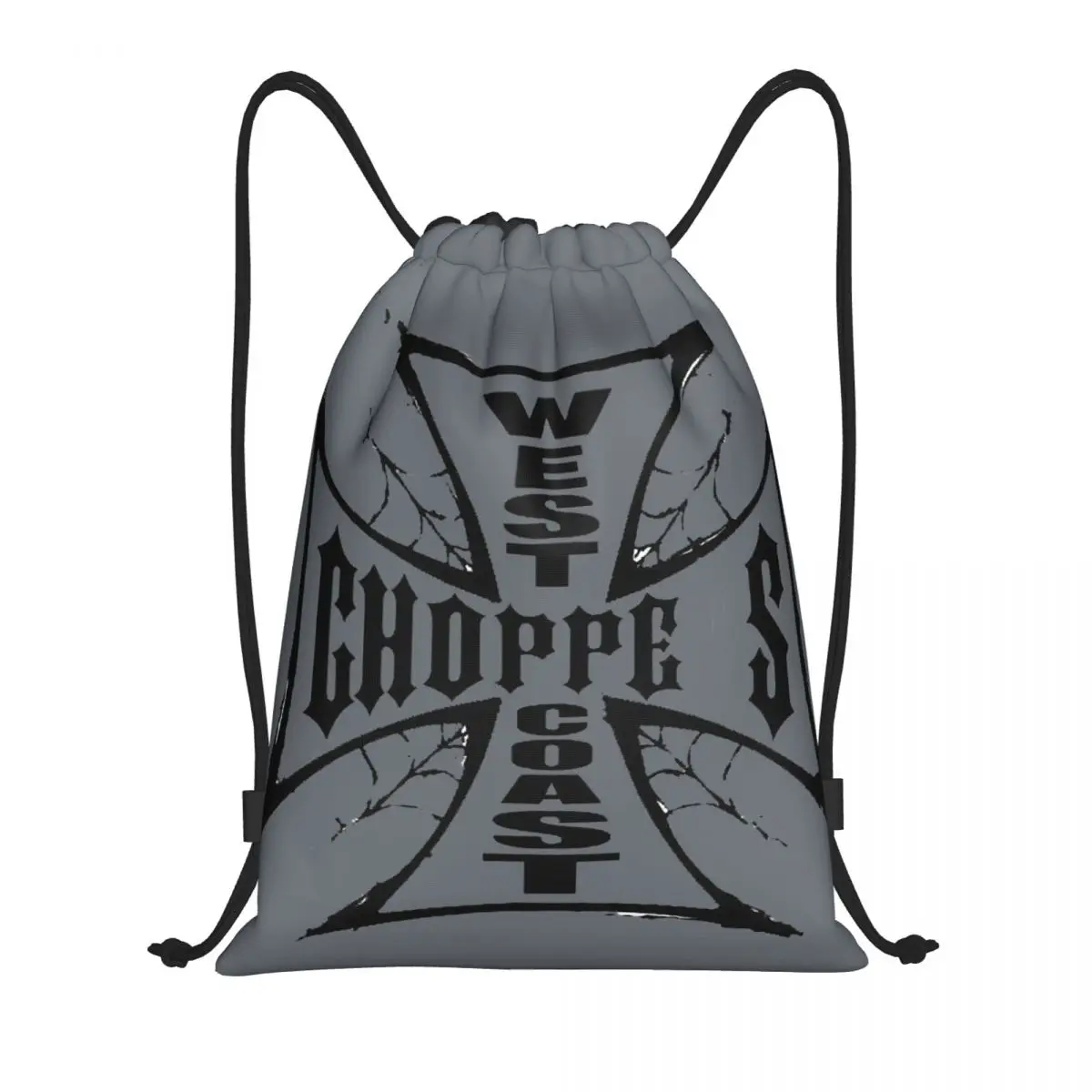 Custom West Coast Iron Motorcycle Cross Choppers Drawstring Backpack Bags  Lightweight Gym Sports Sackpack Sacks for Traveling