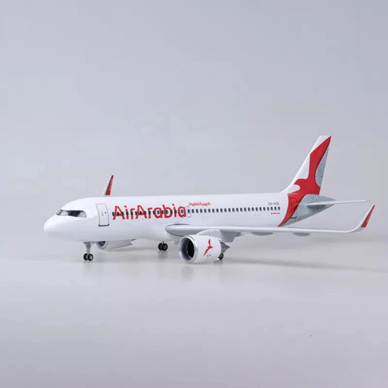 1:80 Scale 47CM A320 Series Die-cast Resin Aircraft Model Air Arabia Airbus Aircraft with Lights and Wheels Aircraft Collection