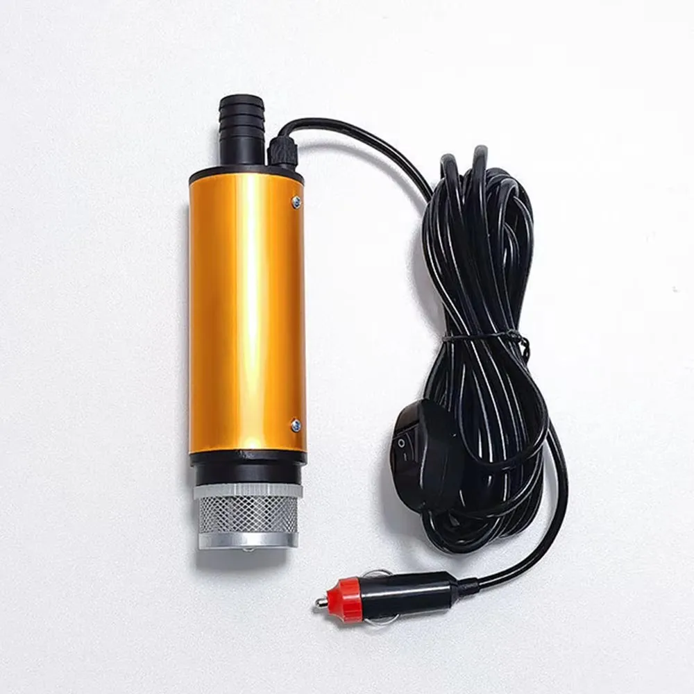 Mini Bomba Sumergible de Transferencia de Combustible Diésel, Agua y Aceite, 38MM, Aleación de Aluminio, DC 12V 24V, 20L/Min, 25W, Encendedor de Cigarrillos para Auto