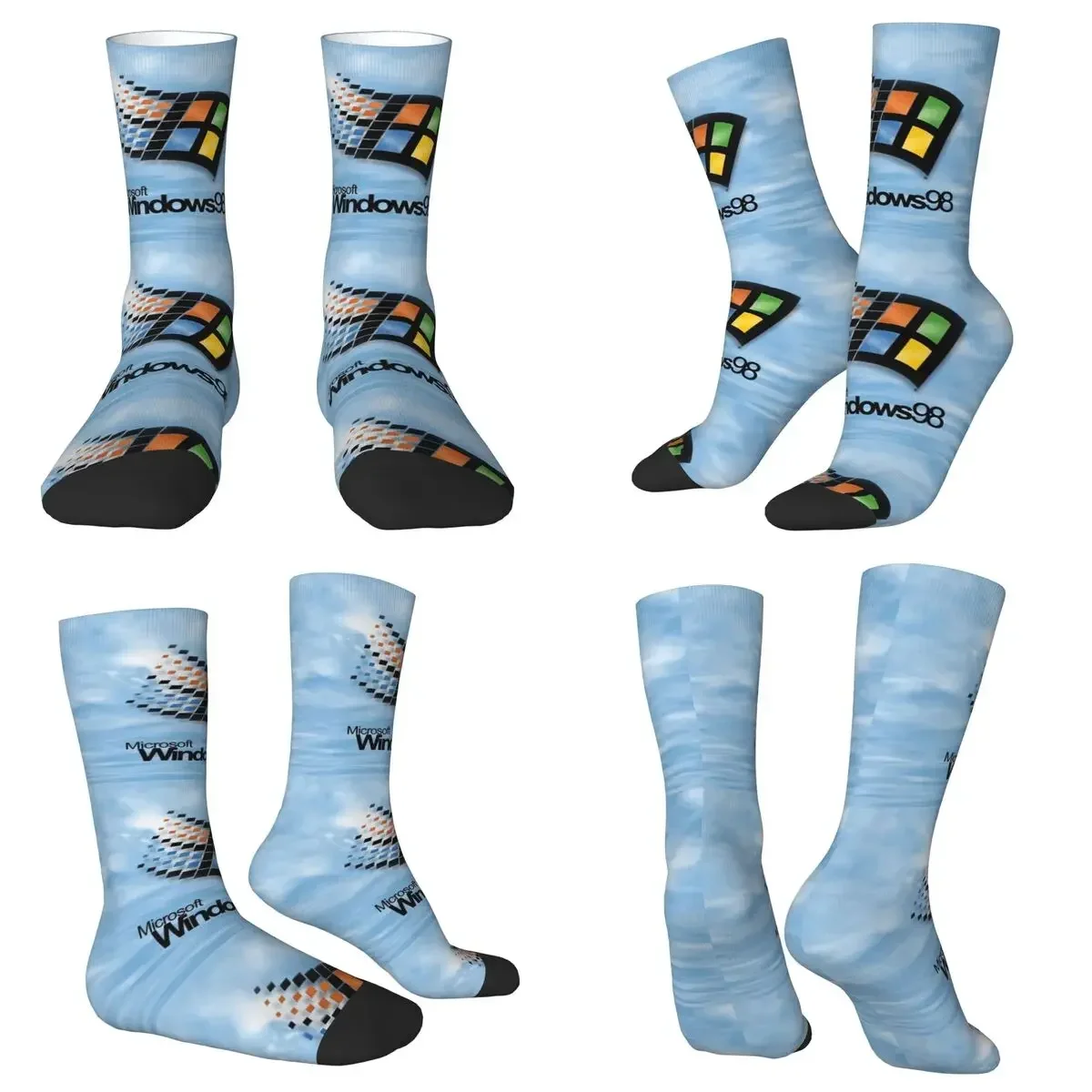 All Seasons Crew Stockings Windows 98 Start Screen Socks Fashion Long Socks for Men Women Valentine's Day Gifts