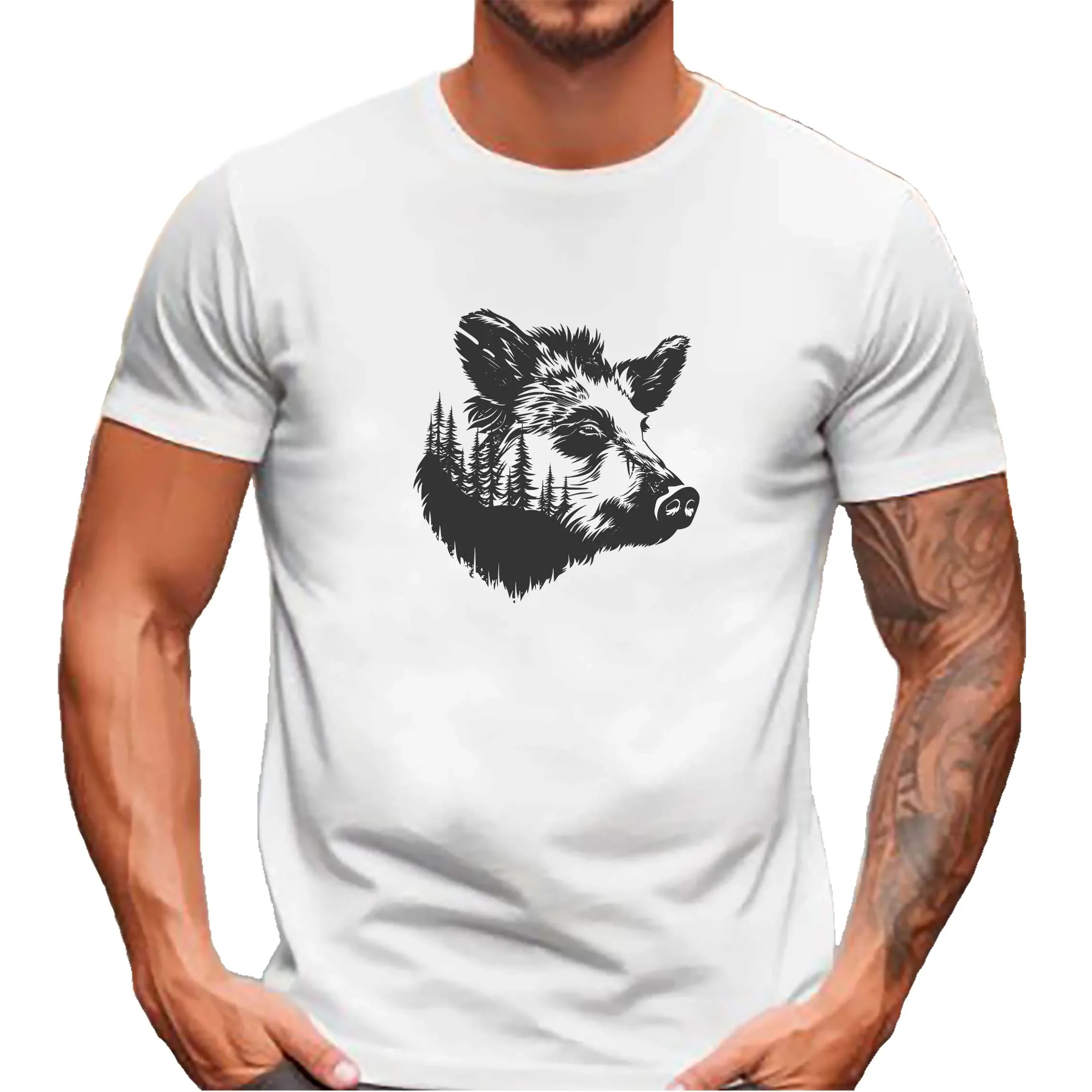 Boars Head Print Tshirt Design Customized T Shirt Girl Men Casual Summer Tees Loose Baggy Graphic Logo Diy Your Own Photo Cotton