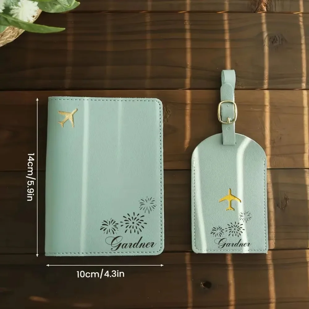 Custom Name Passport Holder & Luggage Tag Set, Secure Leather Travel Kit, Romantic Meaningful Keepsake Gift