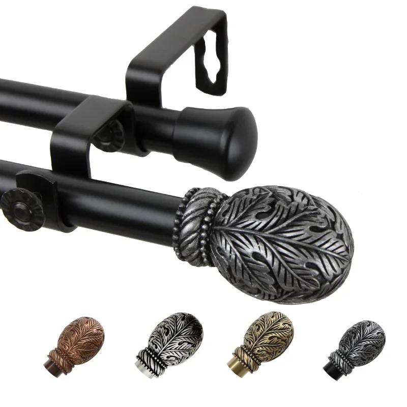 

New Upgrade.Free Shipping Double Curtain Rod in Black 13/16" Dia Adjustable 28-48",free shippment