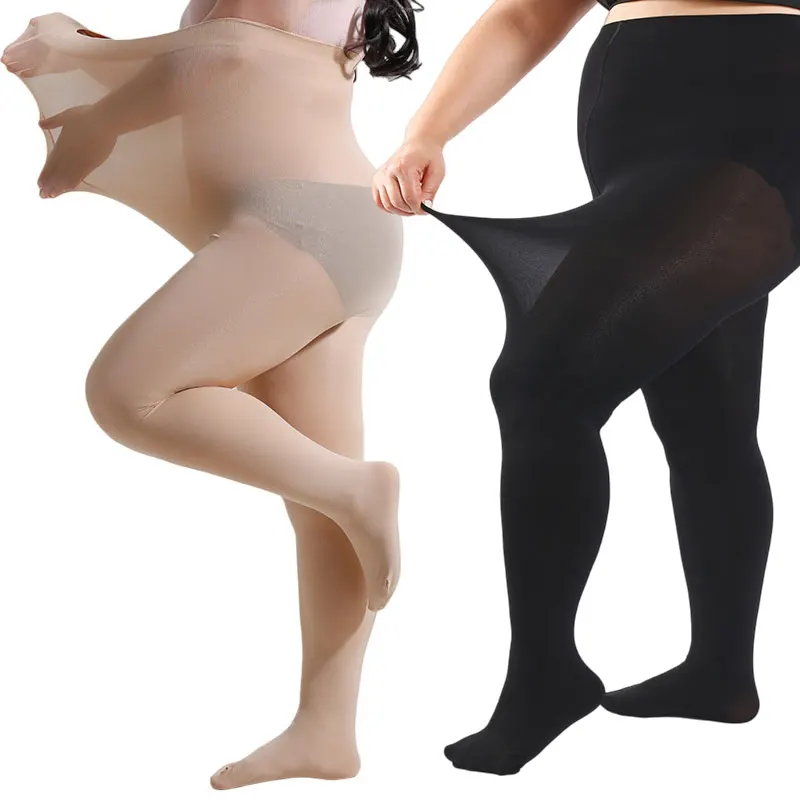 プラスサイズ 70 デニールナイロンタイツハイウエスト超弾性 4XL 大きいサイズの女性のパンスト最大 150 キロ/330 ポンドの大きな女性のため