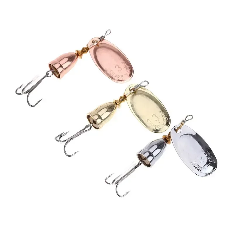 Spoon Shaped Sequin Rotating Spinner Metal Bait Brass Hard Artificial Spoon Bait Copper Freshwater Trout Fishing Tackle