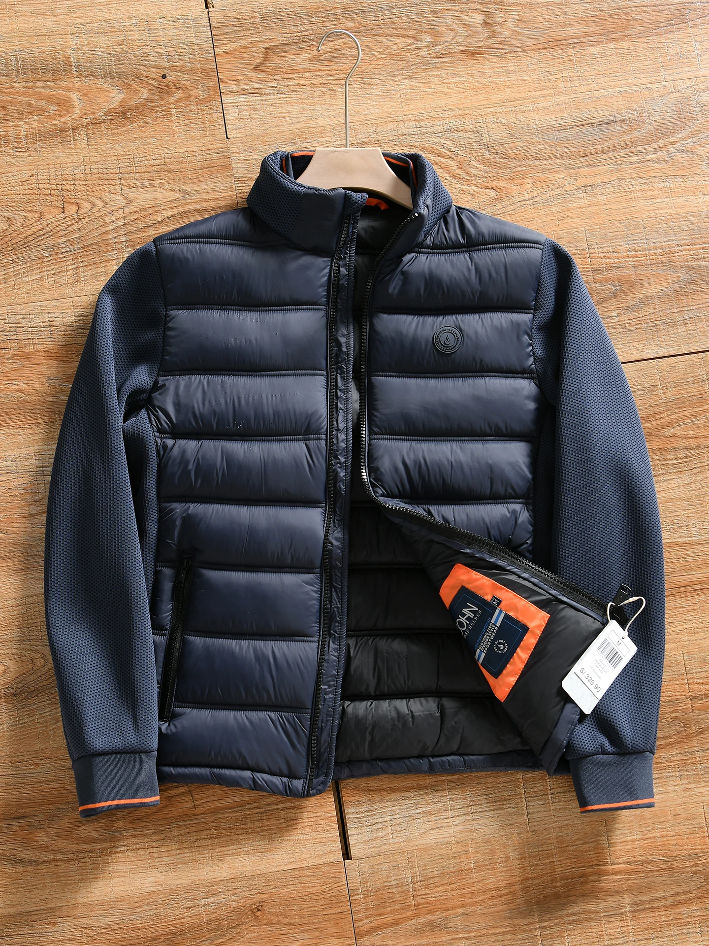 Men's Lightweight Warmth Cotton Jacket Stand Collar Outdoor Sports Zipper Closure Long Sleeve Standard Fit Casual Style