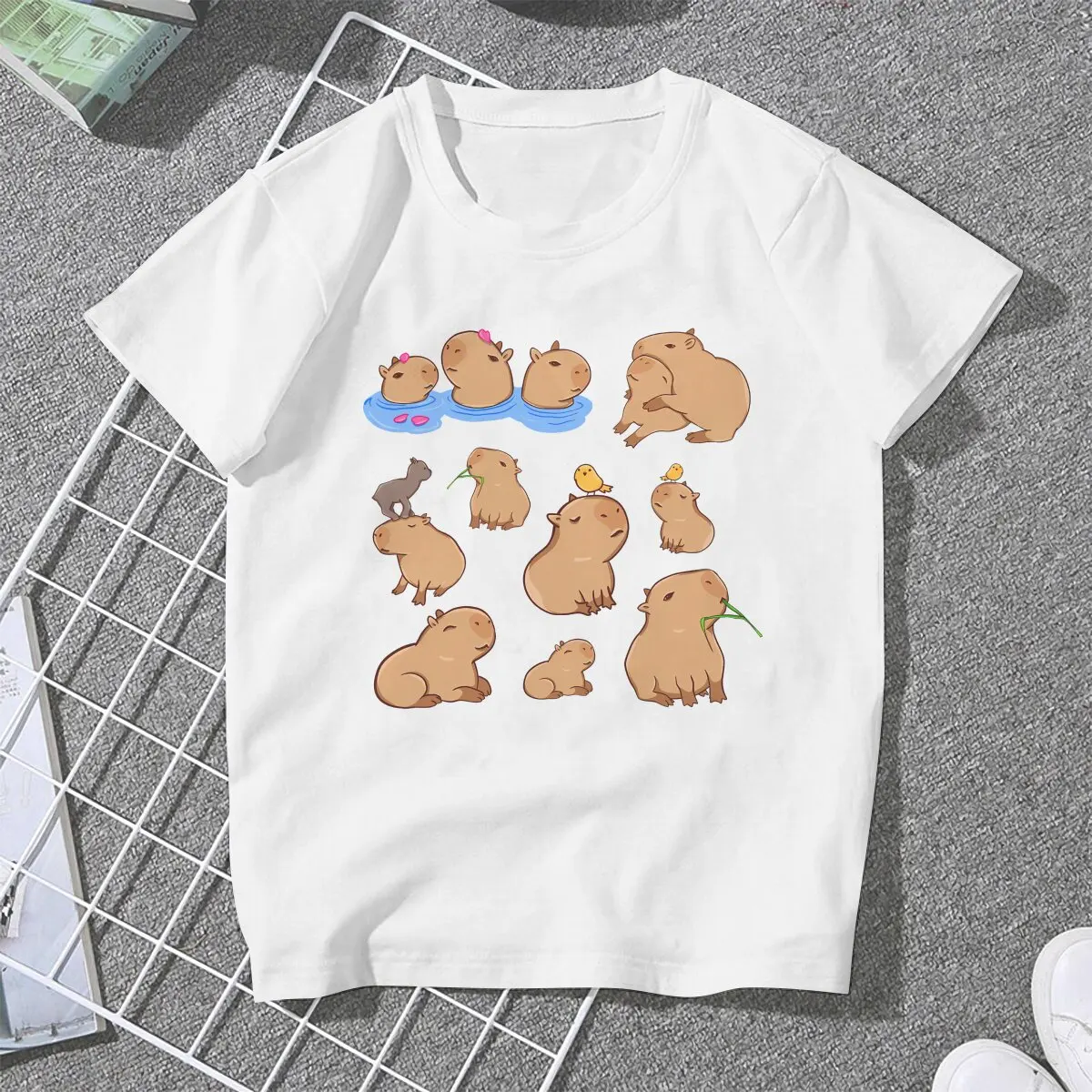 Maglietta classica da donna Capybara Animal Ladies Tees Harajuku poliestere top maglietta di base y2k Fashion