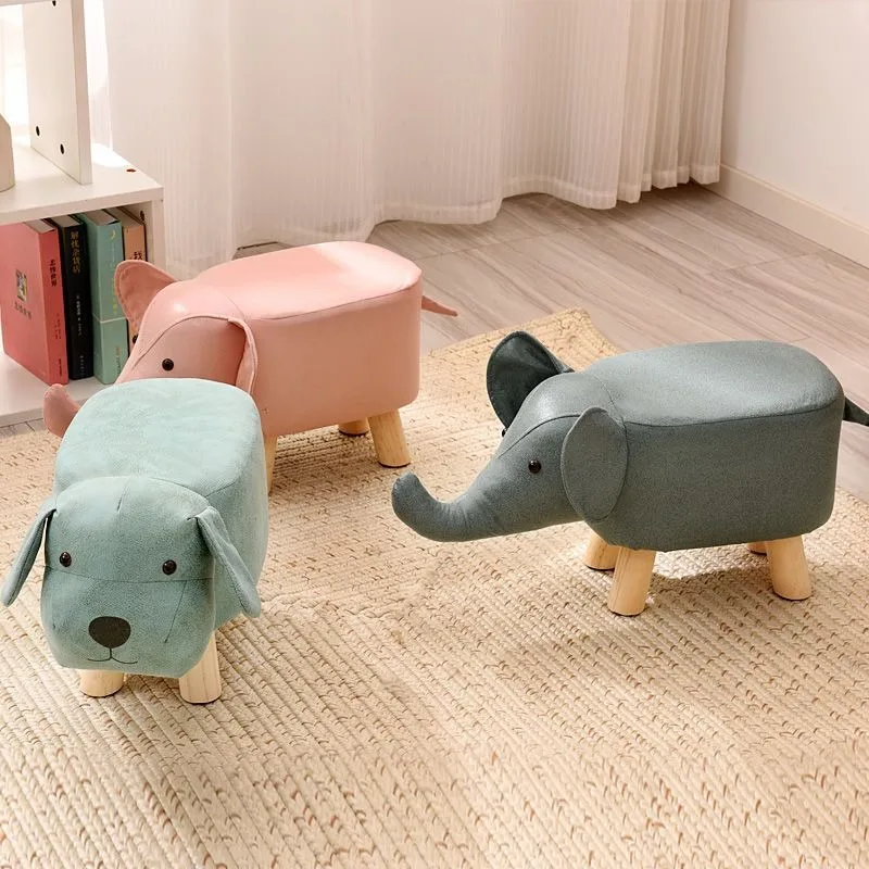 

Elephant Animal Stools Small Household Living Room Doorways Shoe Changing Stools Low Ottomans Furniture Solid Wood Pouf Stool