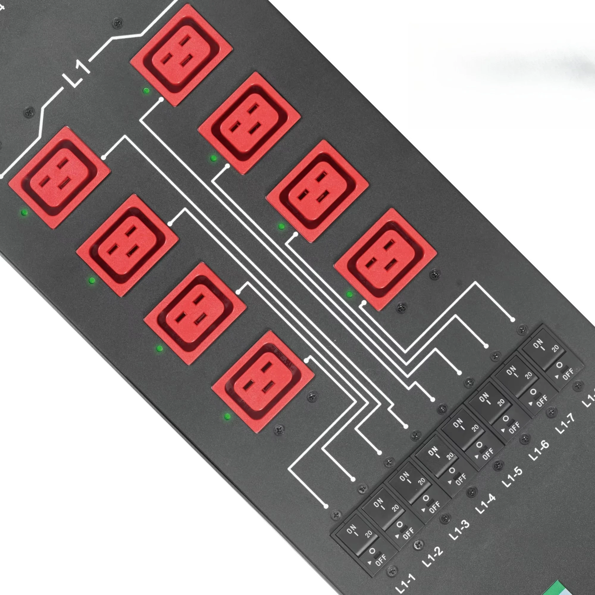 24-Port Smart PDU with Metered 3-Phase C19 C24 Red Sockets IP PDU Monitor Clever Lock Function Low Voltage (LV) Products