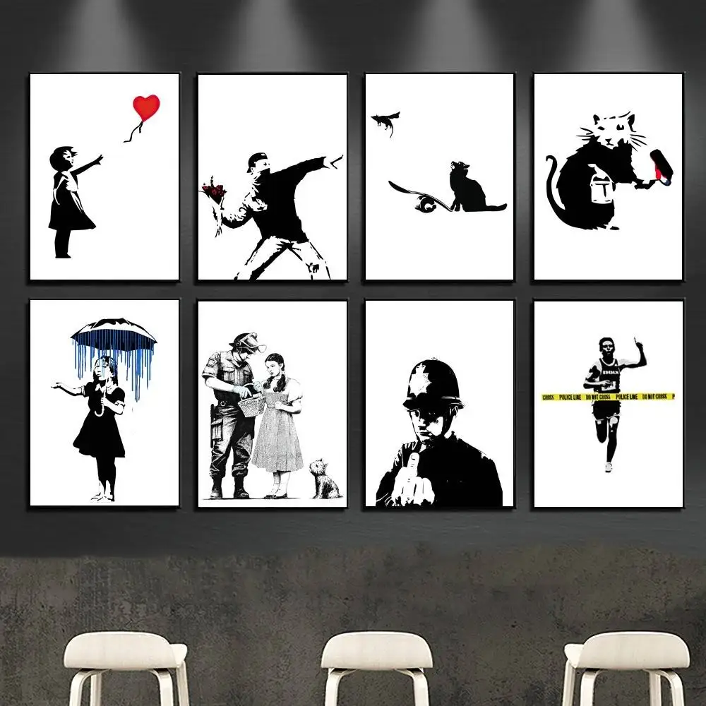Banksy Canvas Art Poster Sticker HD Quality Home Room Wall Decoration