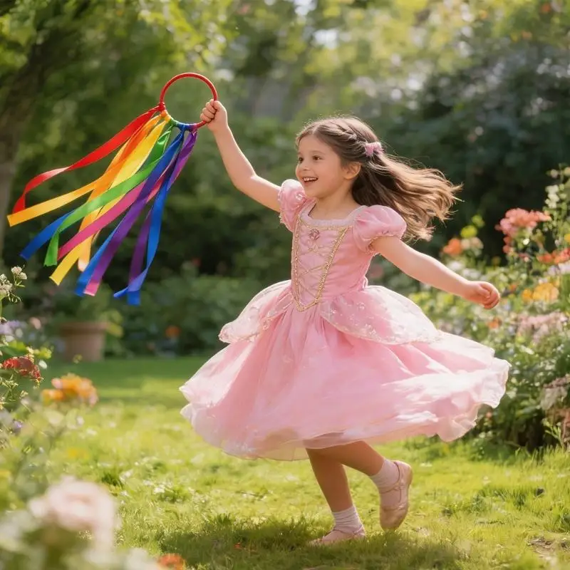 Rainbow Colored Streamers Wrist Accessories Gymnastics Ribbons for Childrens Parties And Team Sports view 5