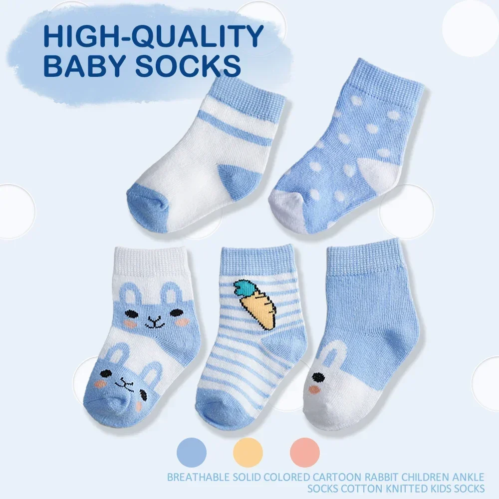 10 Pack Newborn Boy Baby Socks Solid Cotton Crew Kids Infant Toddler Unisex Autumn - Winter Season Gifts Socks 0-1 1-7 Years Old