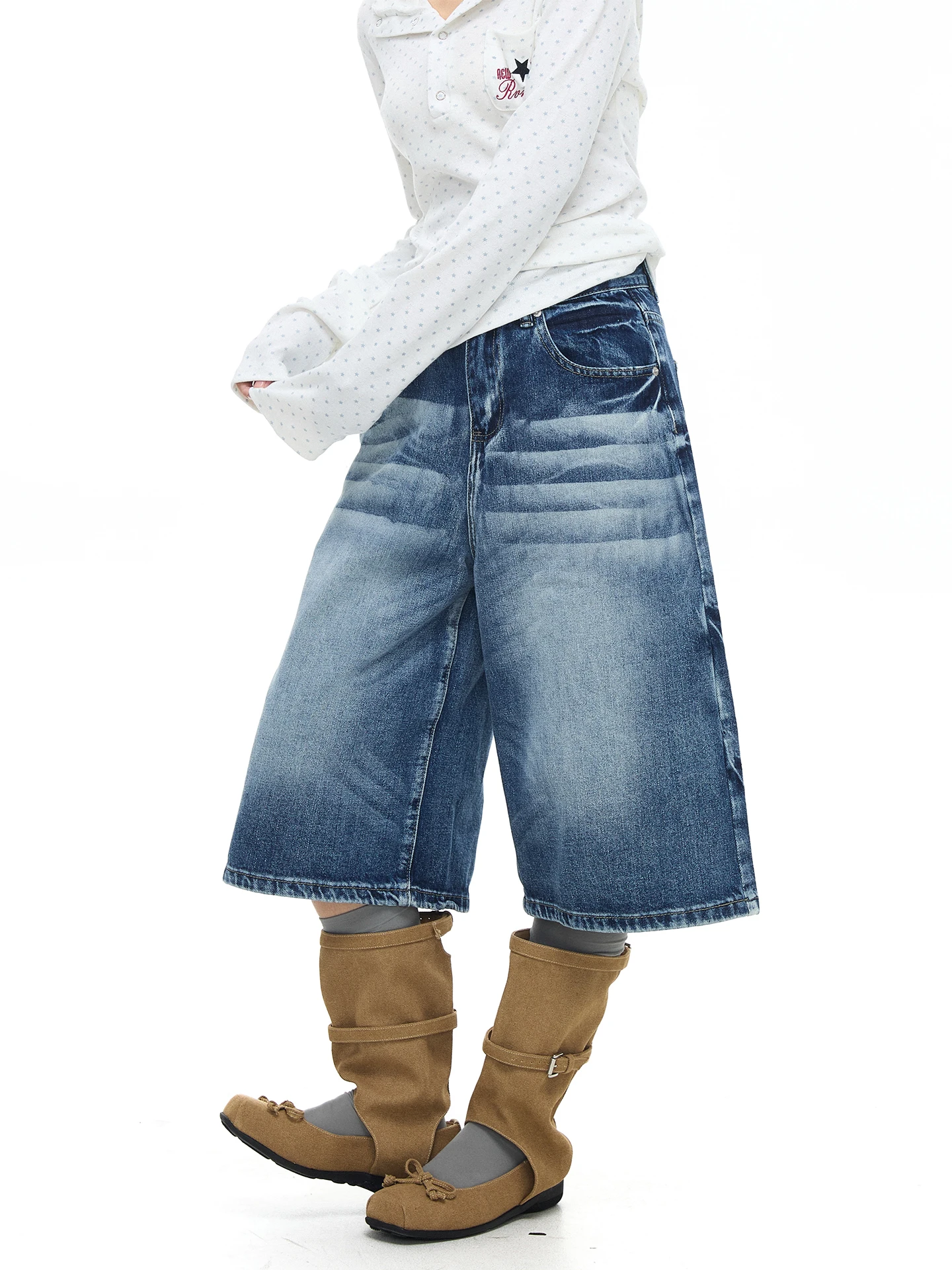 

Джинсы Waed American Retro: Свободные широкие джинсы с прямыми штанинами для женщин, магазин Mian Nian Old Store