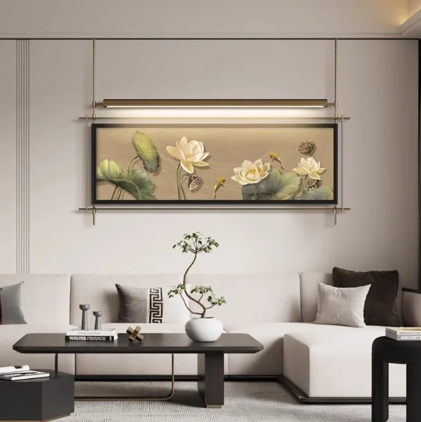 New Chinese Style Antique Flower Landscape Bedroom Bedside Living Room Sofa Background Wall High-end Iron Art Hanging Paintings