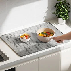 Silicone Dish Drying Mat Heat Resistant Foldable Non-Slip Dish Draining Mat Kitchen Countertop Drip Tray Sink Pad