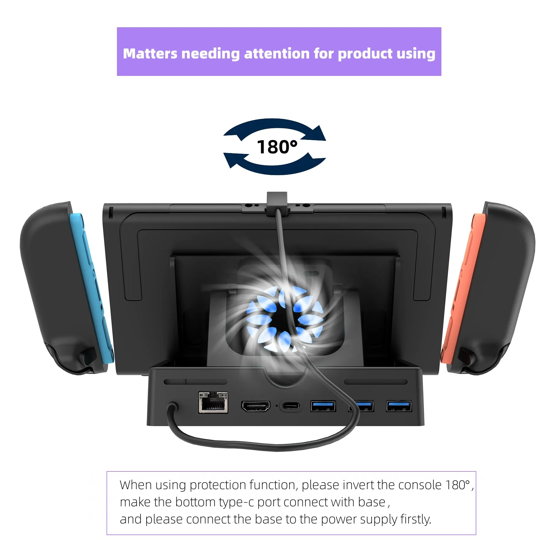 Foldable Docking Station 3 USB Ports Dock Station 4K@60Hz PD100W Gigabit Ethernet for Nintendo Switch 2 Accessories