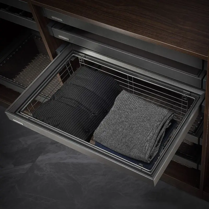 Cloakroom pull basket wardrobe storage damping woven rattan basket drawer type