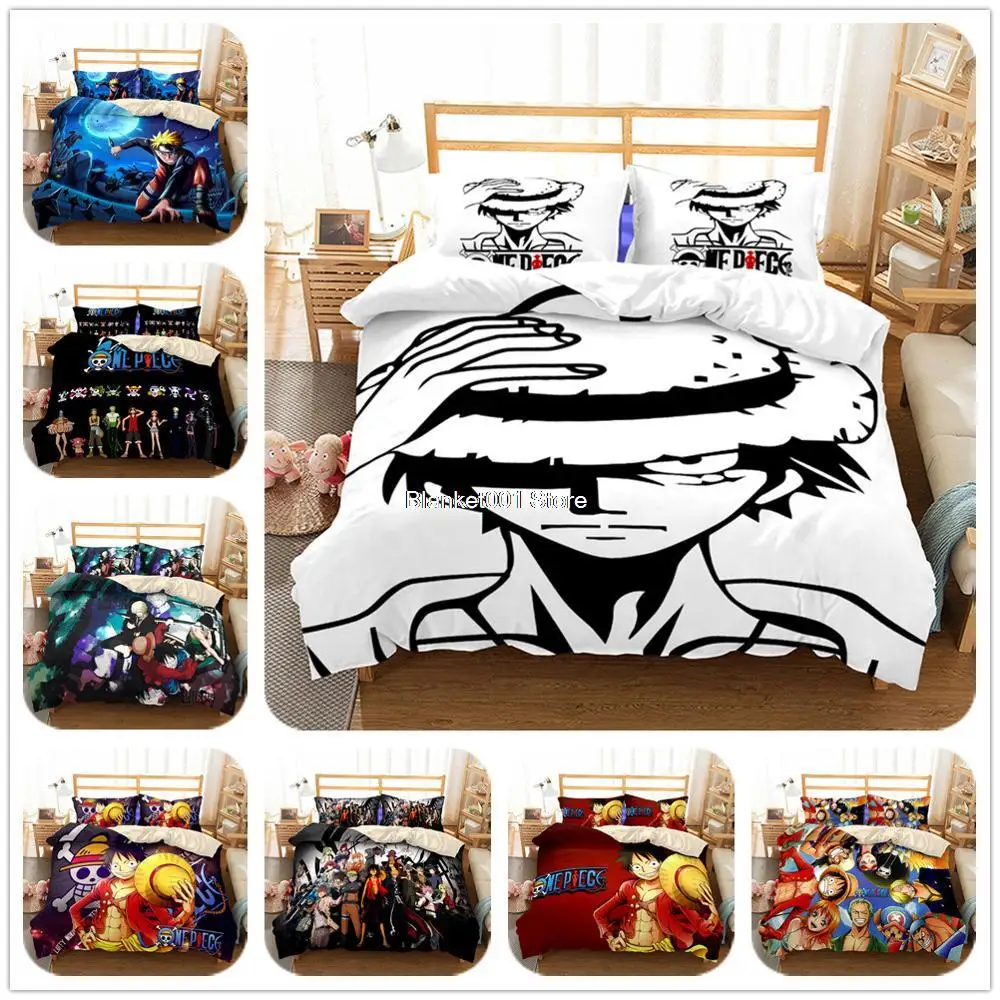 ONE Piece Japan Anime Game Summer Bed Pillowcases Quilt Duvet Cover Set Single Queen King 3D Photo Bedding Set