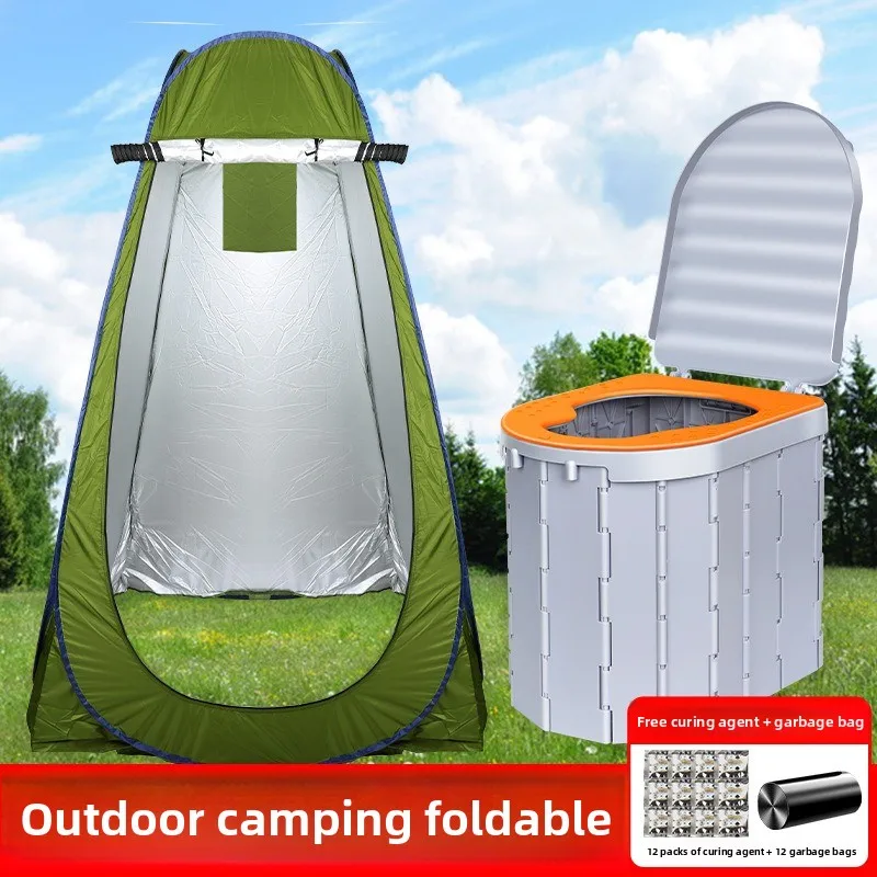 Folding Car Toilet Portable Deodorant Travel Self-driving Tour Adults Temporary Sitting, Bathing Tent Outdoor Toilet ABS