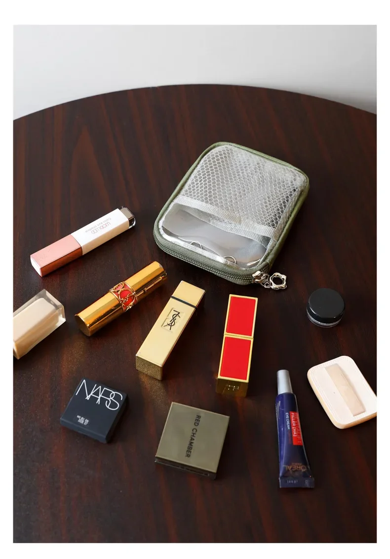 NEUE Tragbare Transparente Lippenstift-Tasche Kosmetik-Organizer Reise-Bluetooth-Kopfhörer Ladekabel-Etui – Detail 3