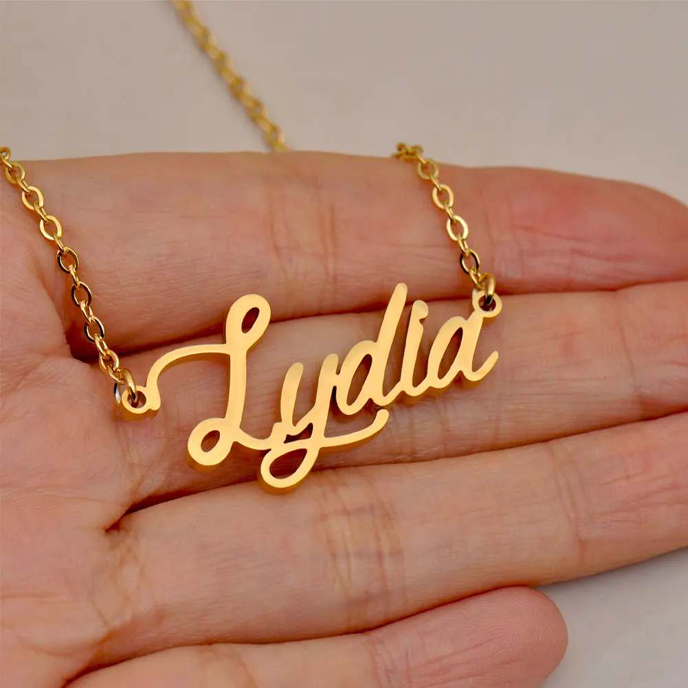 

GR859C Lydia Name Necklaces for Women Stainless Steel Gold Plated Chain Pendant Femme Mothers Jewelry Gift