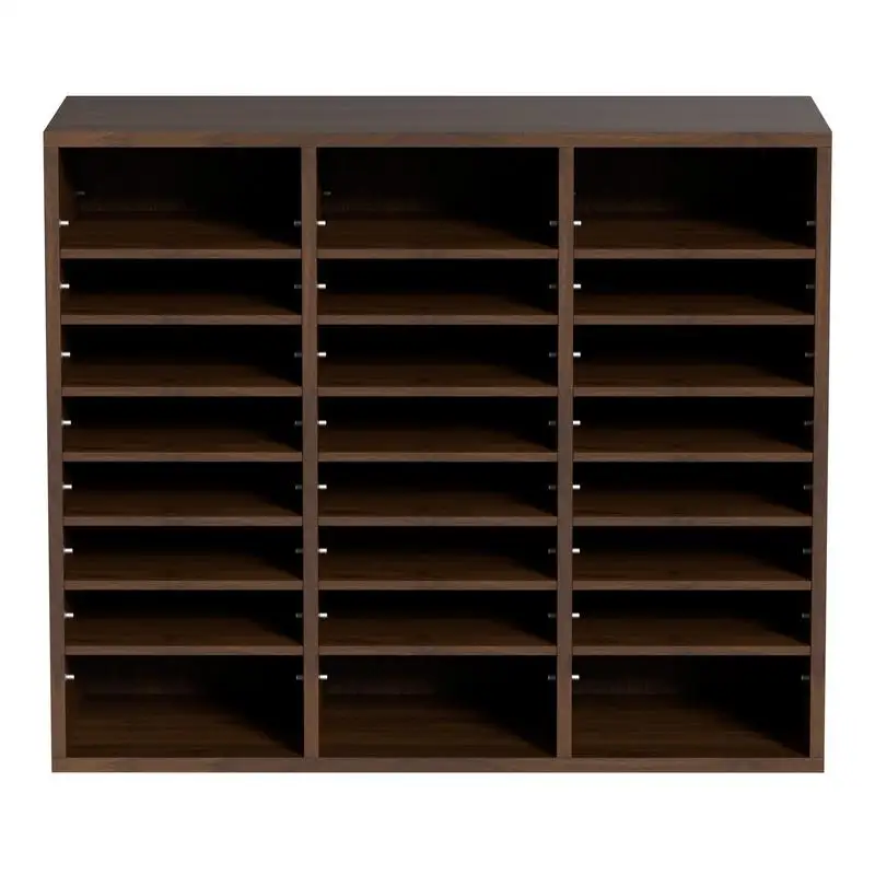 

Literature Organizers, 24 Compartments Office Mailbox with Adjustable Shelves, Wood Literature Sorter 29x12x24.4 inches for Office, Home, Classroom, Mailrooms Organization, EPA Certified, Brown