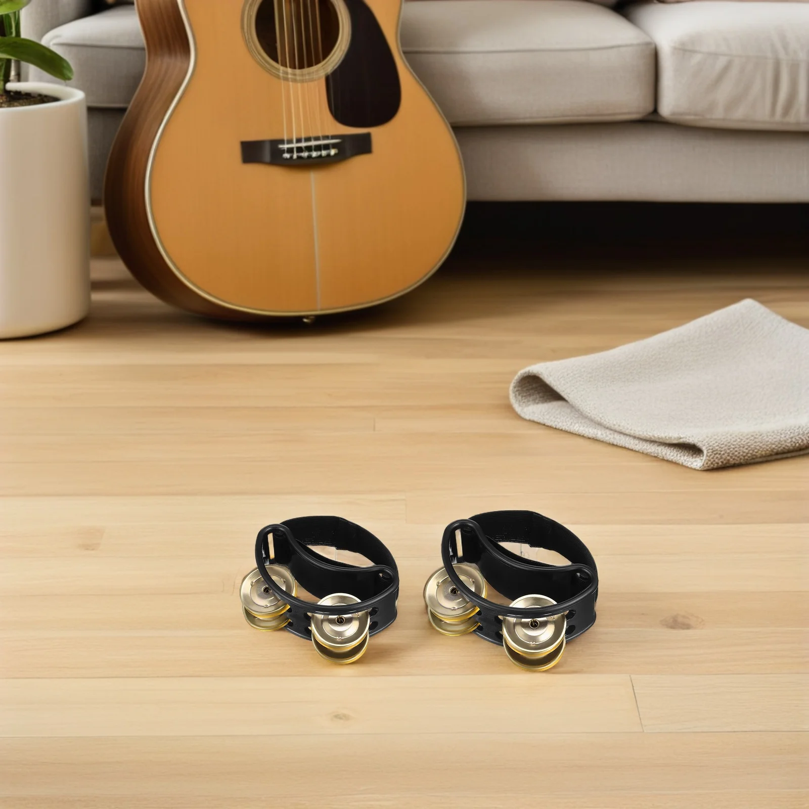 

4Pcs Double Row Foot Tambourine Metal Bells Foot Percussion Pedal Shoe Tambourines Musical Instrument for Live Music Performance