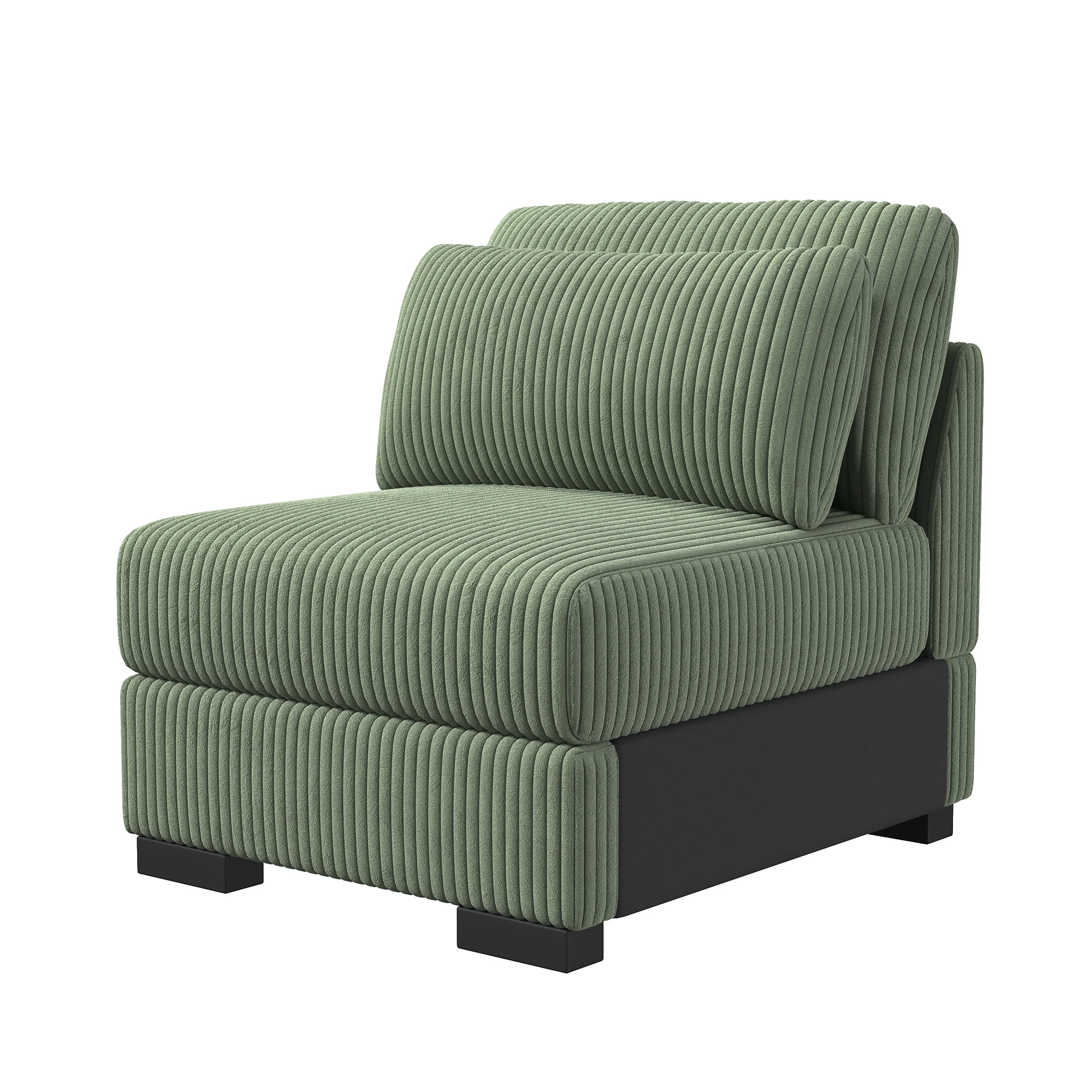 Nowoczesne krzesło bez podłokietników z poduszką, jednoosobowa sofa z sztruksu, modułowa sofa segmentowa środkowe siedzisko, tapicerowane krzesło do salonu