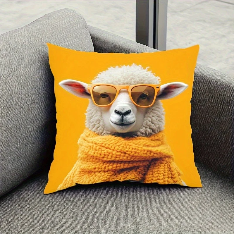 1 funda de almohada con estampado antropomórfico de oveja, adecuada para sofá, dormitorio, sala de estar, un regalo único para amantes de los animales